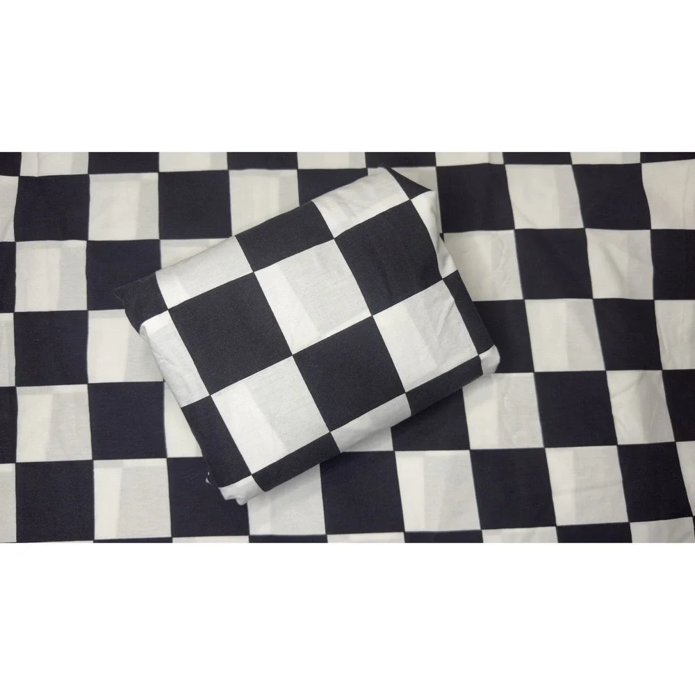 Stevens Sheet Set Checkered Black White Check Full Flat No Iron Percale Sheets